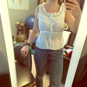 H&M white with ruffles tank top
